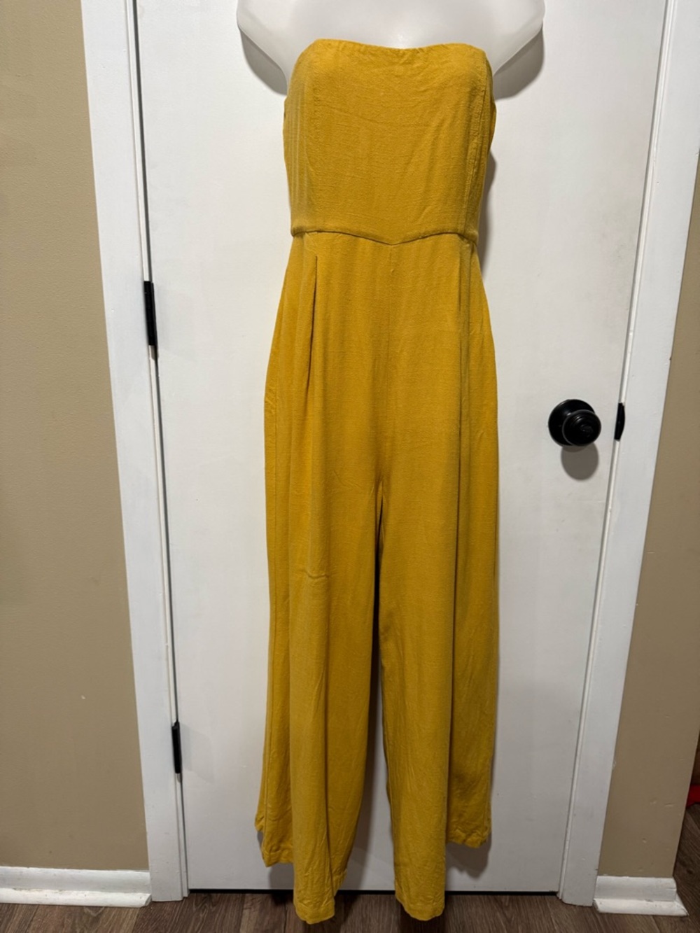 Strapless Mustard Wide-Leg Jumpsuit-#1344